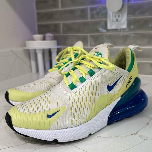 Nike Other - Nike Air Max 270 Sneakers. Big Kids size 5.5 Y. Color White/Royal/Light Lemon